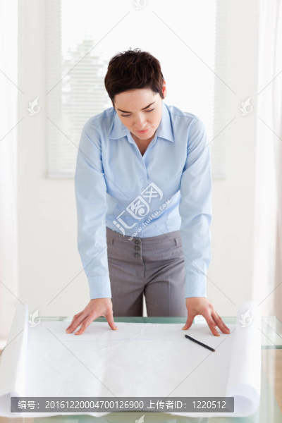 黑發(fā)女商人與建筑規(guī)劃