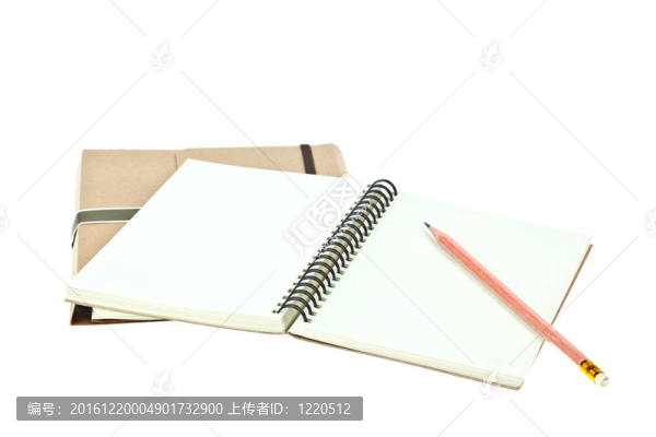 隔離霜米色紙筆記書棕色書和鉛筆