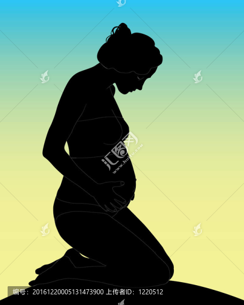 孕婦在黃色藍色背景