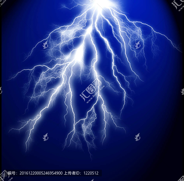 深藍(lán)色背景上的電雷