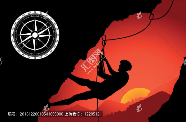 登山者剪影圖