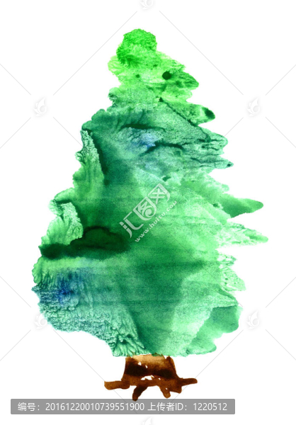 水彩畫的圣誕樹