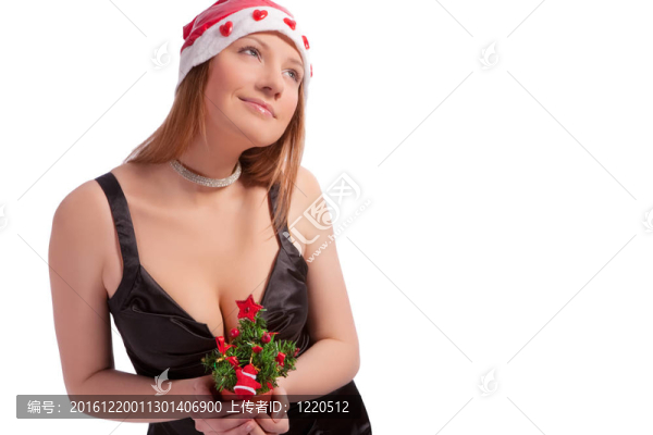 拿著圣誕禮物的女孩