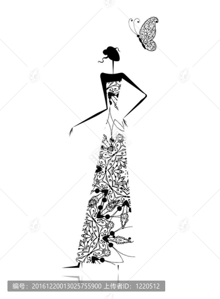 時尚女孩剪影婚紗禮服供您設(shè)計