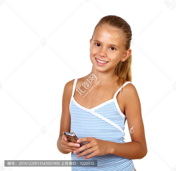 漂亮的帶手機(jī)的少女