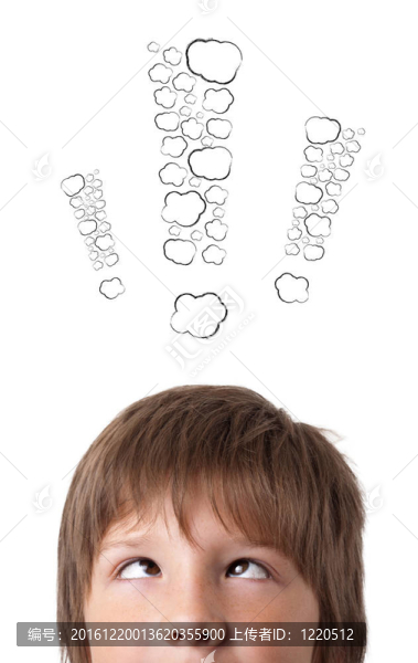 年輕的頭看著白色的痕跡