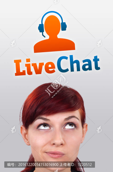 年輕女孩看支持聯(lián)系類(lèi)型圖標(biāo)和標(biāo)志