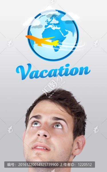 年輕的頭看著度假型的跡象