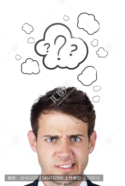 年輕的頭看著白色的痕跡