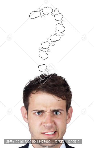 年輕的頭看著白色的痕跡