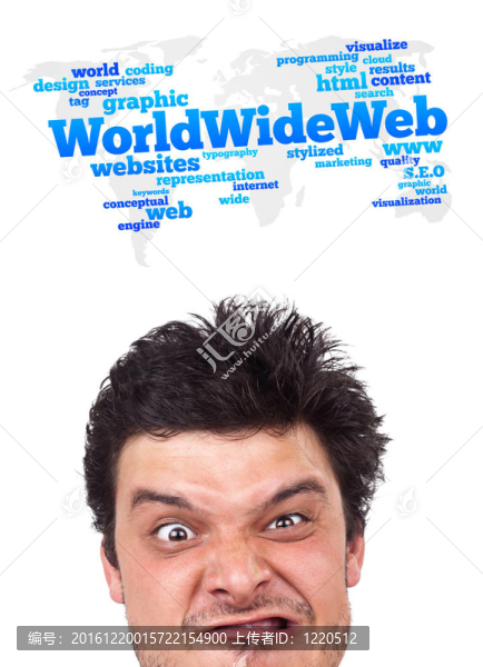 年輕的頭看著互聯(lián)網(wǎng)類型的圖標(biāo)