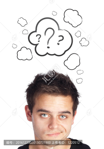 年輕的頭看著白色的痕跡