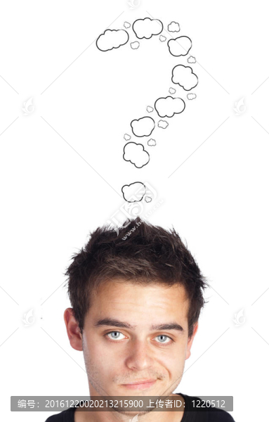 年輕的頭看著白色的痕跡