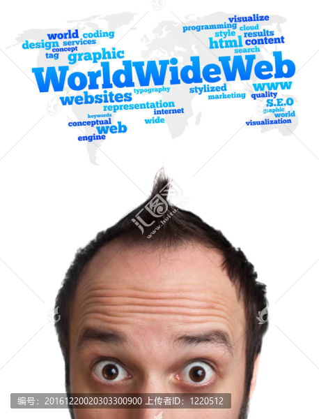 年輕的頭看著互聯(lián)網(wǎng)類型的圖標(biāo)