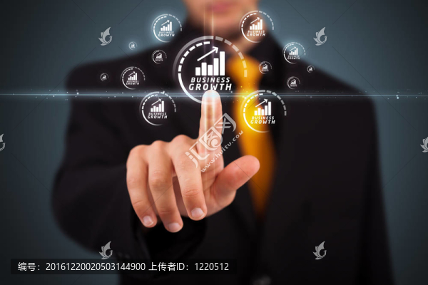 商人按下現(xiàn)代商業(yè)類型的按鈕