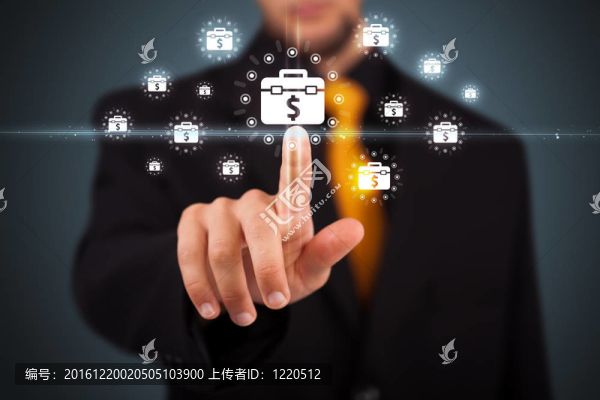 商人按下現(xiàn)代商業(yè)類型的按鈕