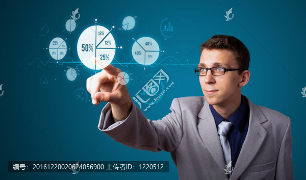 商人按下現(xiàn)代商業(yè)類型的按鈕