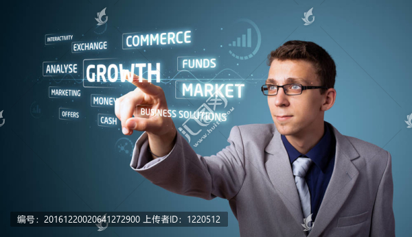 商人按下現(xiàn)代商業(yè)類型的按鈕