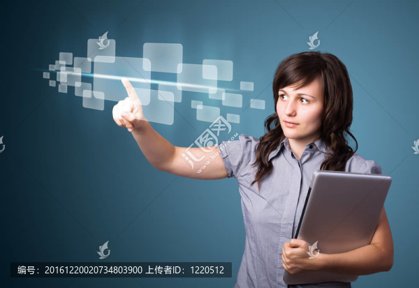 商人按高技術型現代按鈕