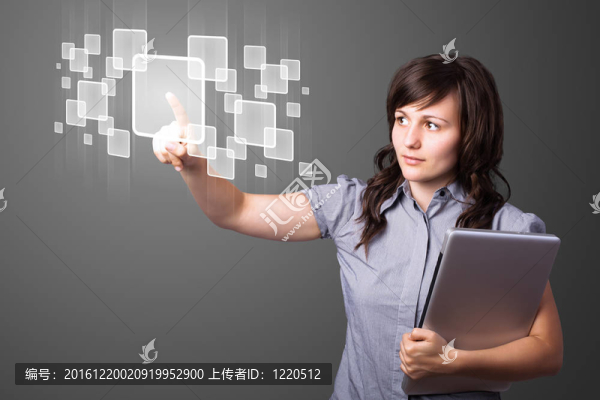 商人按高技術(shù)型現(xiàn)代按鈕