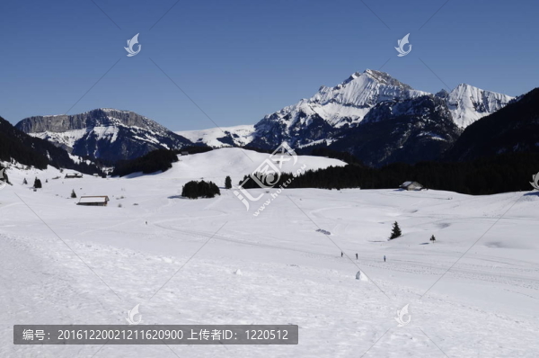 大雪覆蓋的高原DES,GLI？RES；法國抵抗運動的溫床；阿訥西附近。法國