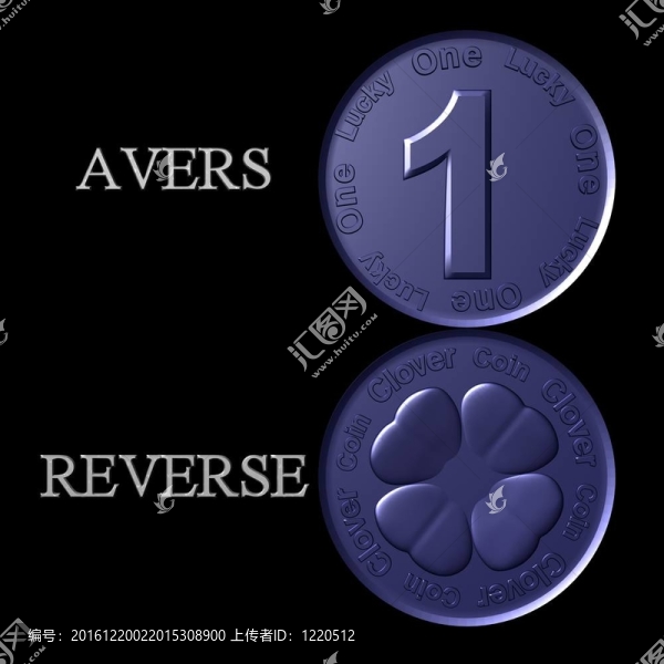 幸運(yùn)的藍(lán)色金屬硬幣有三葉草