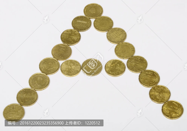 歐元硬幣形成字母A