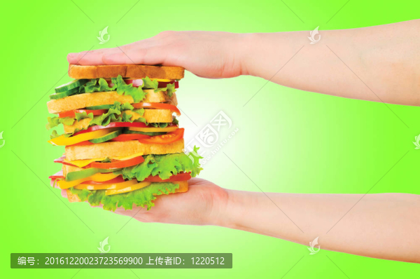 反對梯度背景的巨型三明治