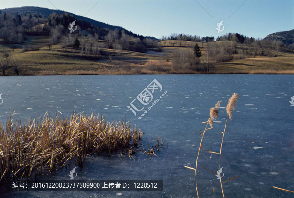 冰凍的湖拉蒂勒法國