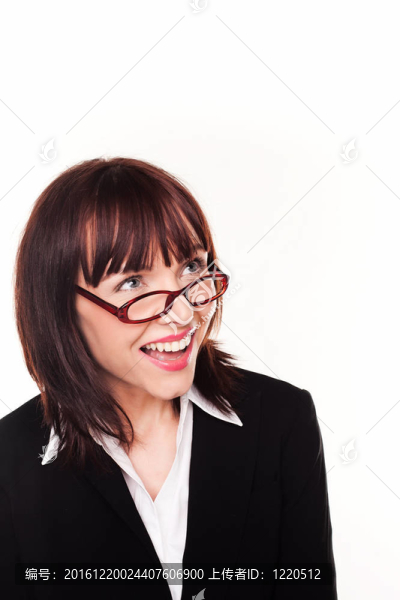笑的女商人戴眼鏡