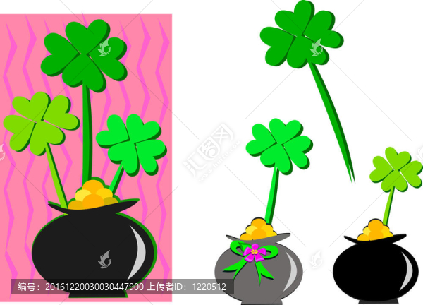 在一個鍋里的Saint,Patrick,Clovers