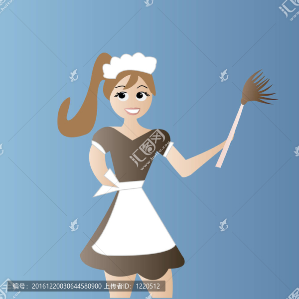 女傭打掃房子