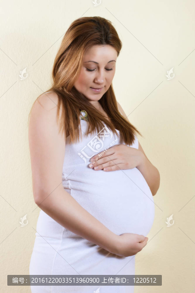 美麗孕婦肖像撫摸她的肚子