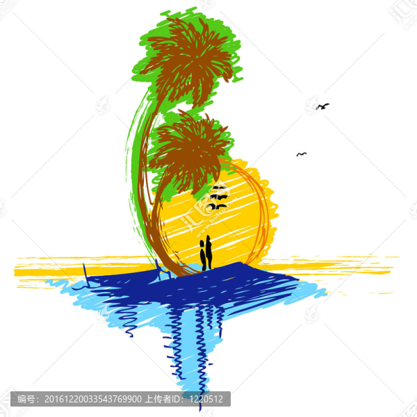 海灘情侶示意圖