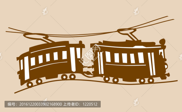 黃色背景電車輪廓