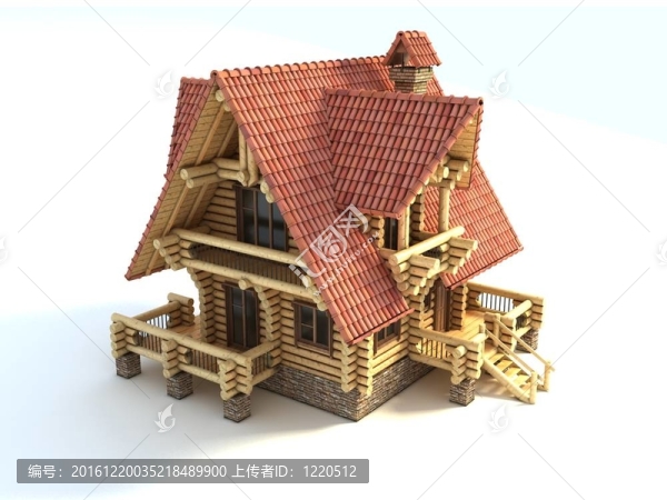 木屋3D插圖孤立