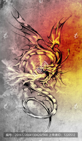 紋身藝術(shù)素描；時尚的彩色插圖