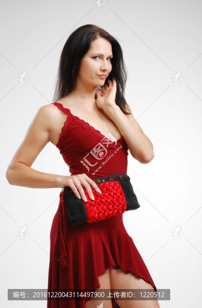 漂亮女人帶著手提包。