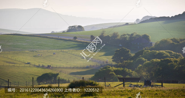 夏日日出英格蘭鄉(xiāng)村田園景觀