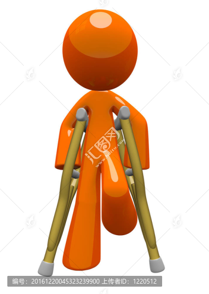 Orange,Man與拐杖前視圖