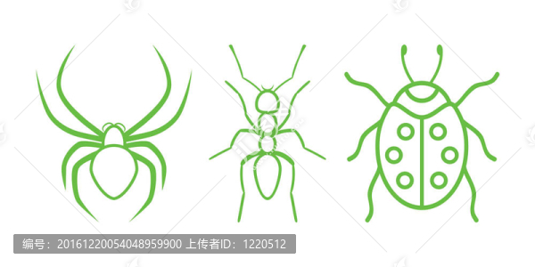 綠色自然圖標。第6部分昆蟲
