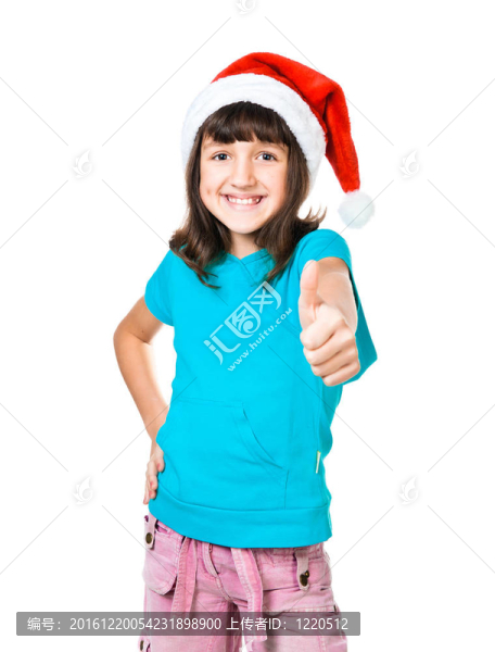 圣誕老人帽子里的小女孩
