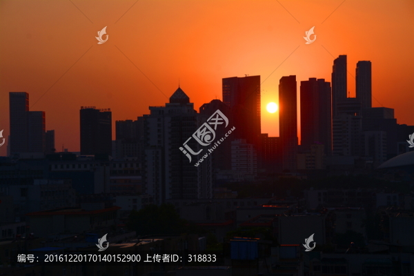 城市建筑落日