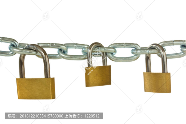 三掛鎖掛在金屬鏈