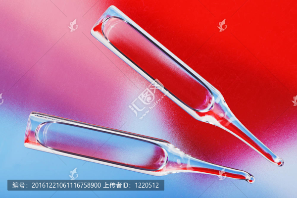 醫(yī)用安瓿上紅色和藍(lán)色的色彩逼真的背景