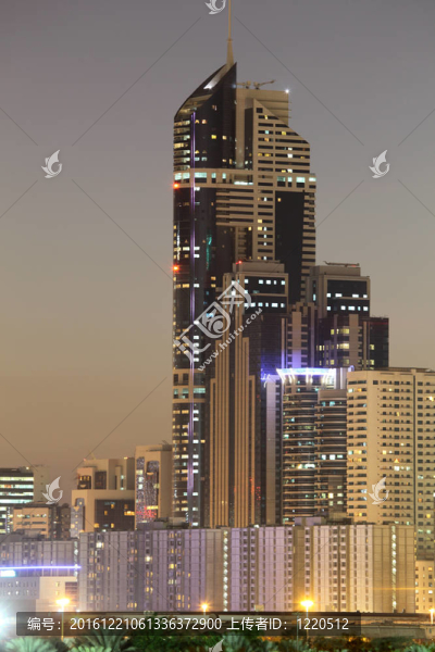 迪拜酋長Zayed路晚上摩天大樓