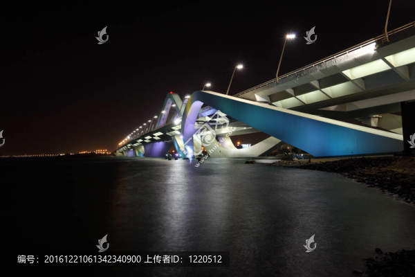 扎耶德橋夜景；阿布扎比；阿拉伯聯(lián)合酋長國
