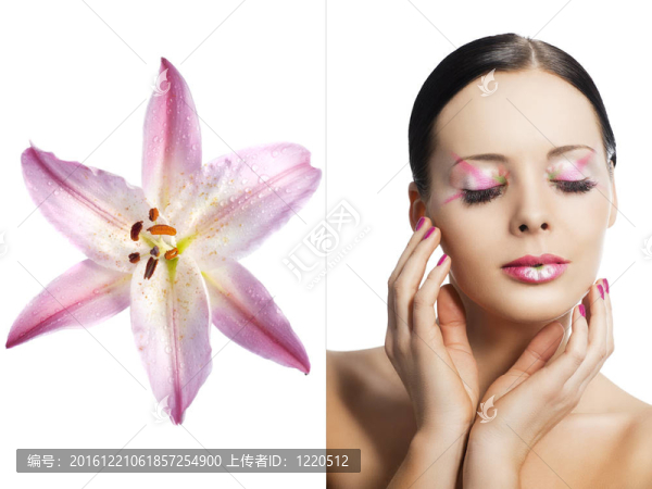 花妝；她是三個(gè)月來的