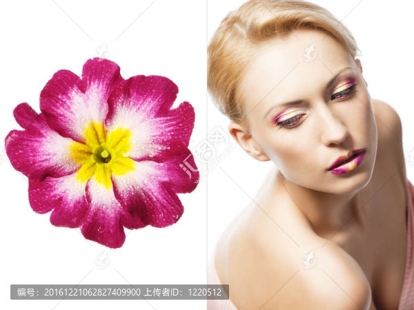 花妝；她是三個(gè)月來的
