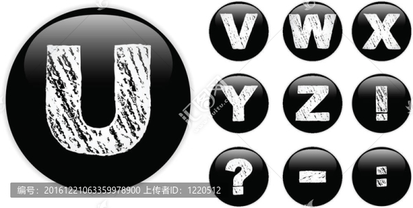 閃亮Black,Buttons字母粉筆字母